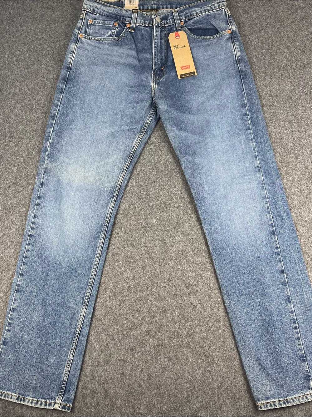 Levis 505 Jeans  33x32 Blue Cotton Stretch Regular Fit Straight Leg Mens NWT